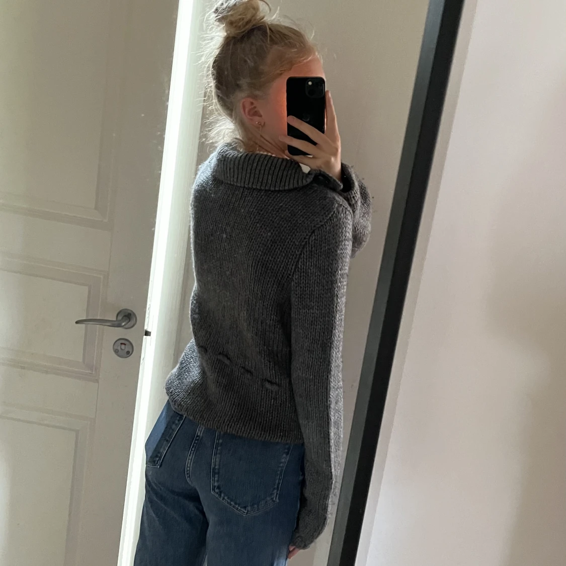 Jättefin grå stickad kofta🩶  - 90