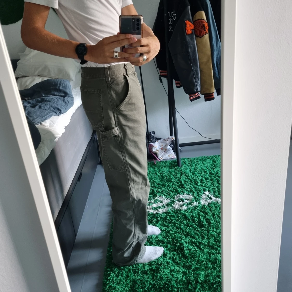 Olivgröna baggy carhartt byxor - 91