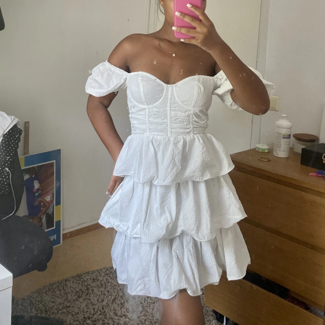 Vit volang klänning  - 90