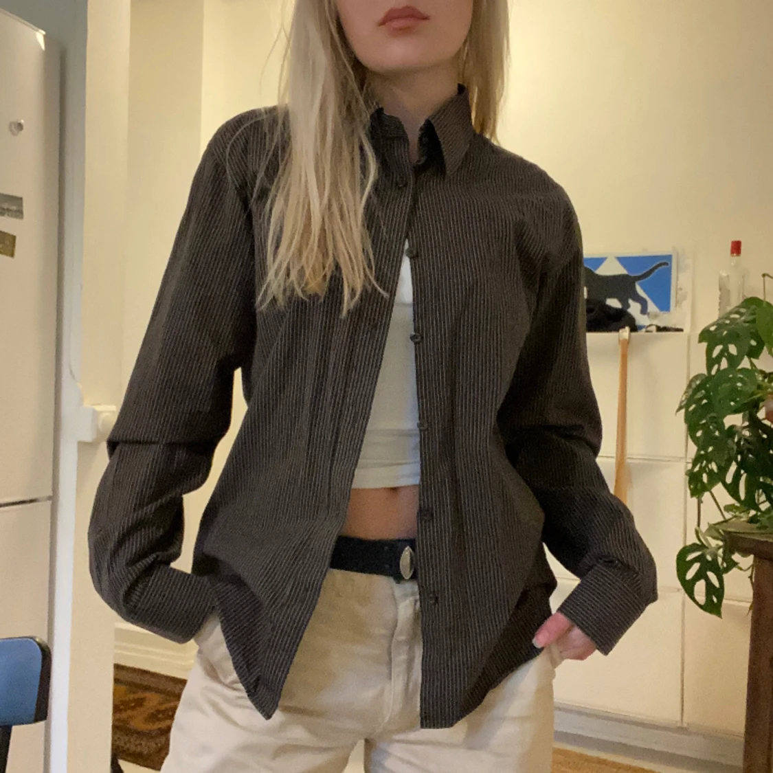 Brunrandig skjorta  - 90