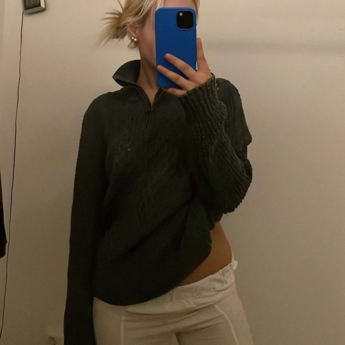 Stickad tröja med dragkedja  - 90