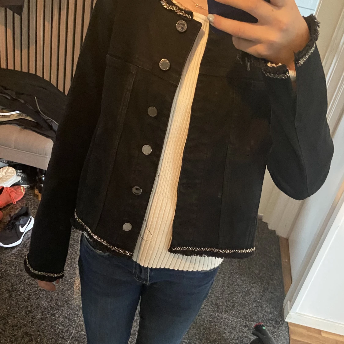 Svart jeans jacka - 90