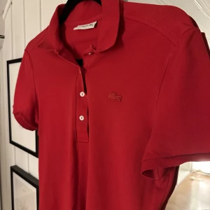 Lacoste piké  - Röd Lacoste piké, använd under 1 specifik vecka sen aldrig använd mer. Storlek 38 men passar S/36 mer tycker jag
