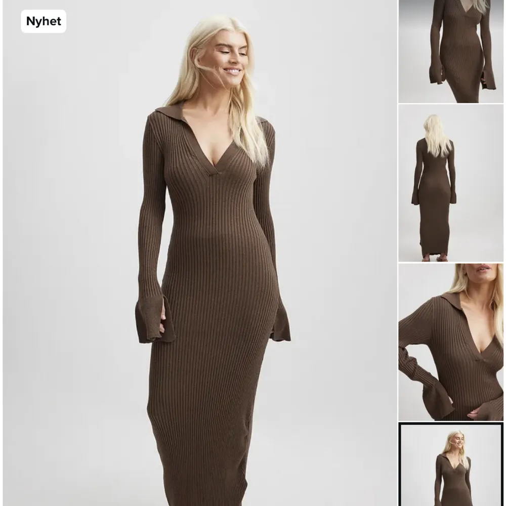 Säljer denna superfina bruna klänningen från nakd som är helt oanvänd, säljer för att den tyvärr var för stor🤍 Nypris 799. Klänningar.