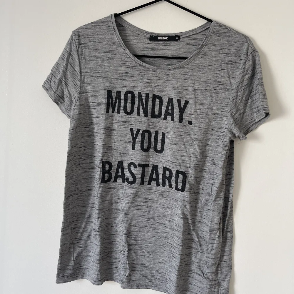 Grå t-shirt från Bikbok med roligt tryck för alla som hatar måndagar. . T-shirts.