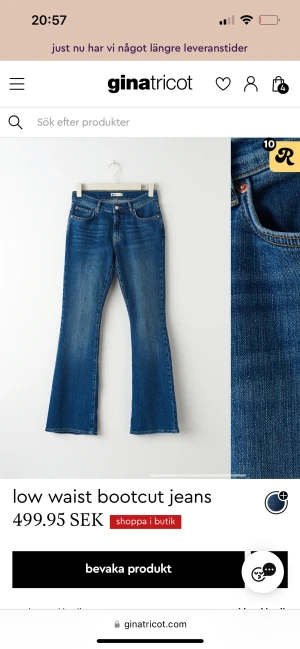 Lowwaist bootcut - Hej🫶🏻🫶🏻 Säljer dessa blåa lowwaist bootcut från Gina tricot, storlek 36, ord pris 500kr👏🏼 Knappt använda och i bra skick, säljer för att de är för små😋 Säljer ett par i samma modell och storlek fast i svart🖤 Hör av er om ni har frågor😚😚