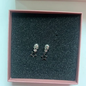 Jättefina döskalle örhängen med stjärnor🤍🩶 - Använd fåtal gånger, i perfekt skick! Blir inte rostiga🩶