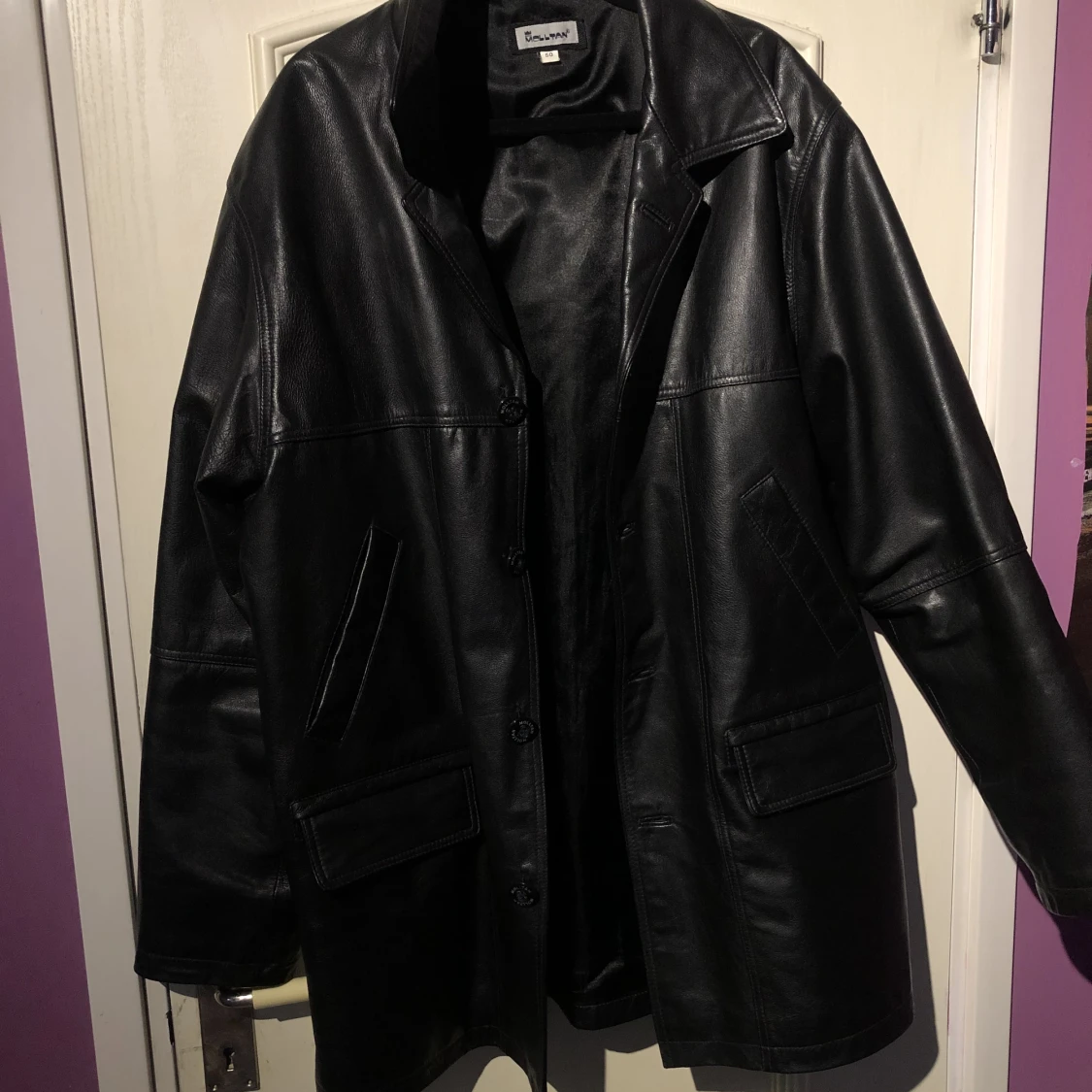 Skinnjacka äkta läder (svart)