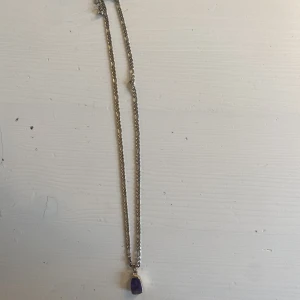 Guld halsband med ametist - En vackert halsband med en ametist sten inramat.