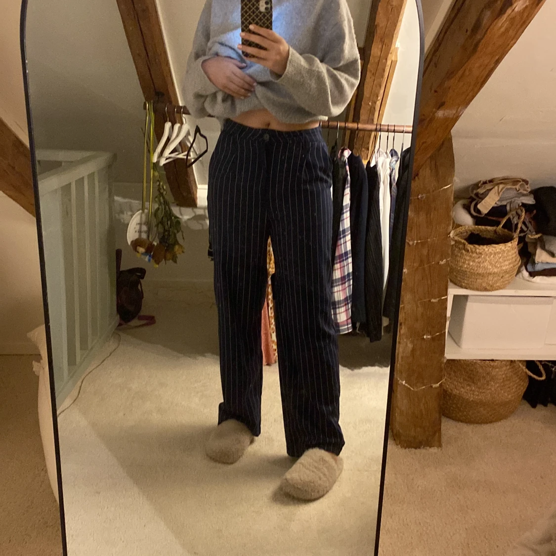 Blå-och vitrandiga kostymbyxor  - 90