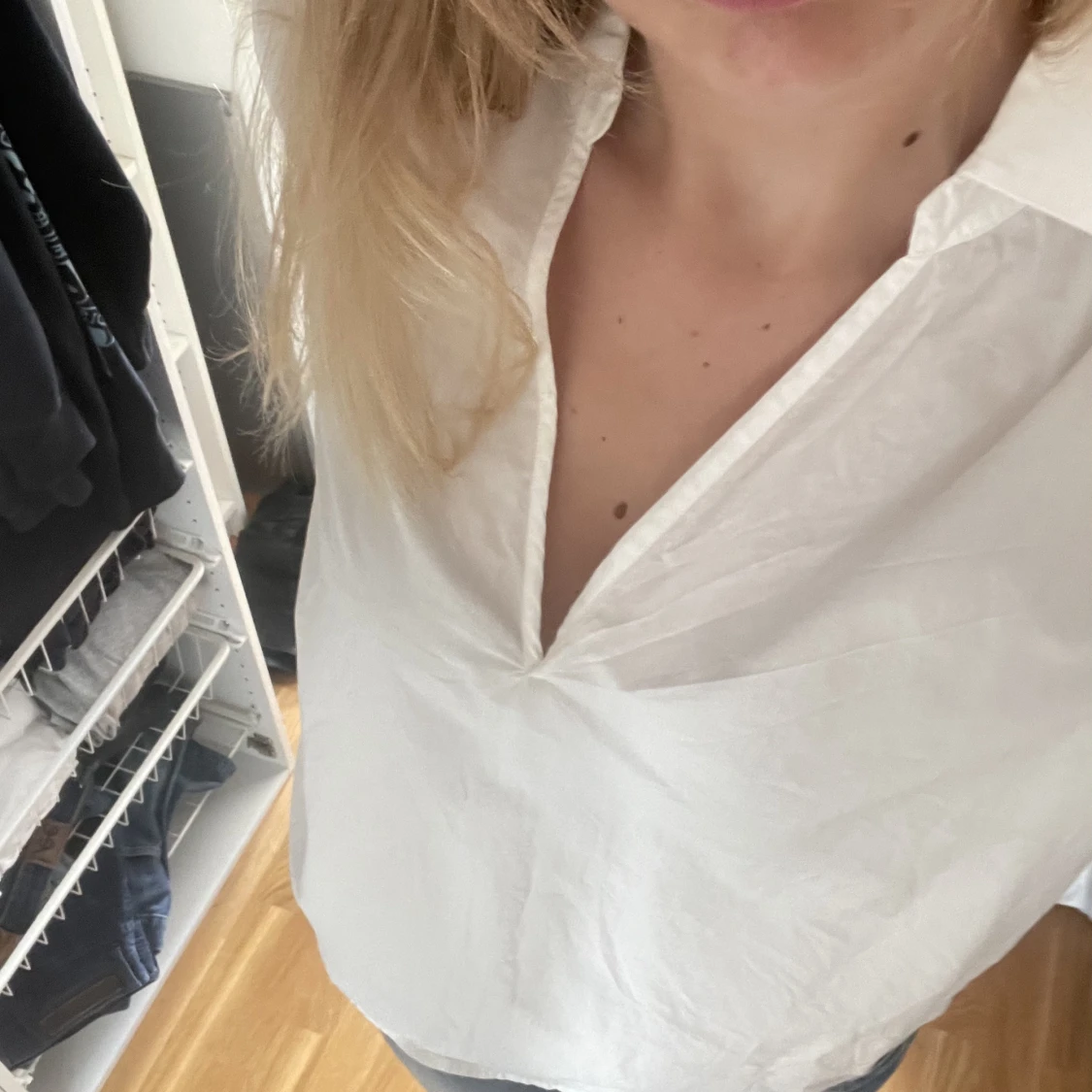 Kortärmad vit blus - 90