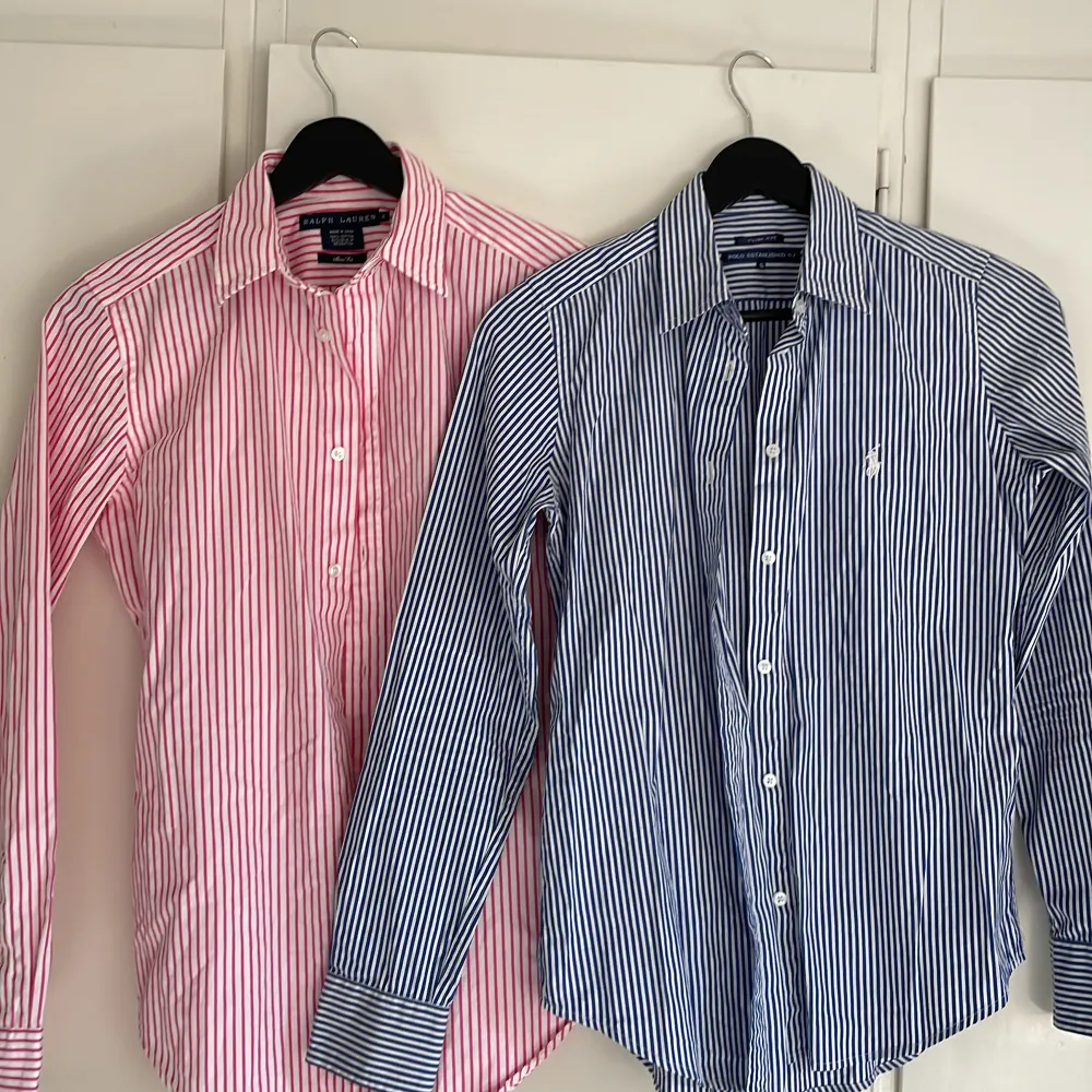 En blå vit randig storlek, slimfit s. En rosa vit randig storlek, slim fit 6. En för 200 eller båda för 300.. Skjortor.