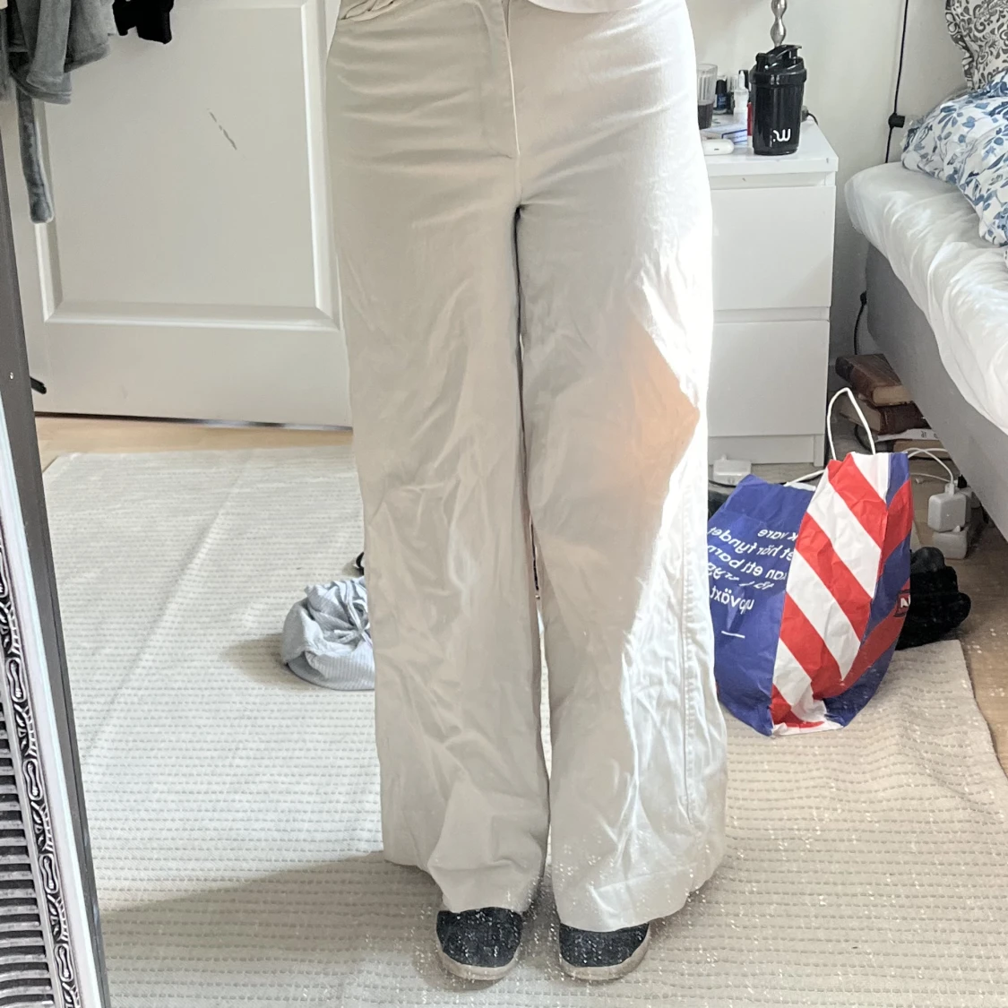 Vita bootcut byxor - 91