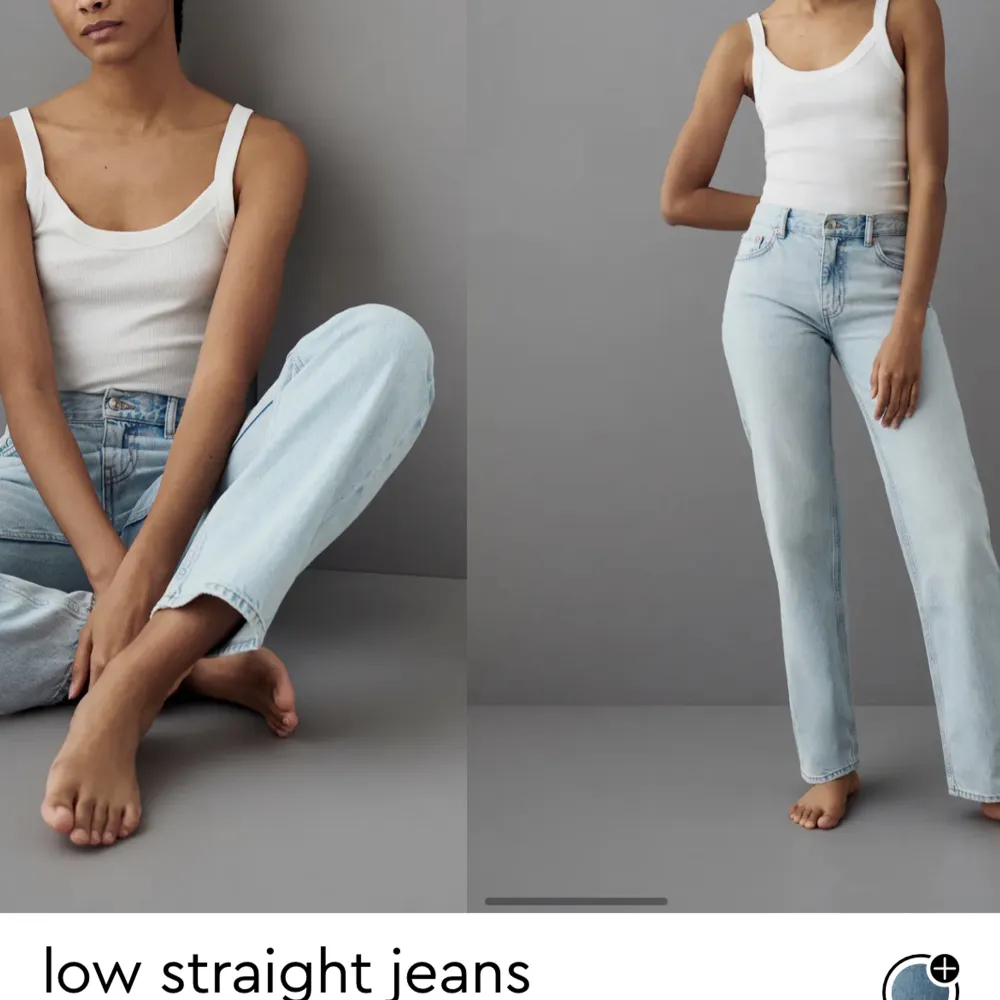 Low waist straight jeans från Gina Tricot i storlek 36. Jag använder inte dem så därför säljer jag. De är ljusblåa och knappt använda. . Jeans & Byxor.