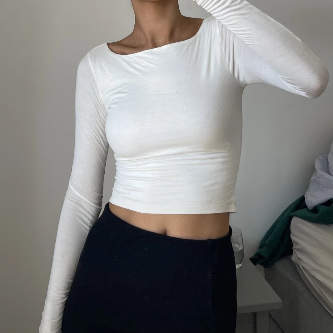 Vit långärmad topp - 90