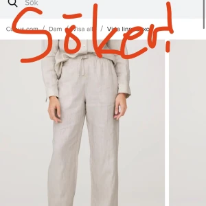 Söker linnebyxor  - Hej. Jag söker ett par linnebyxor till sommaren! Jag vill helst ha i färgen beige, vitt och svart. Och för ett bra pris