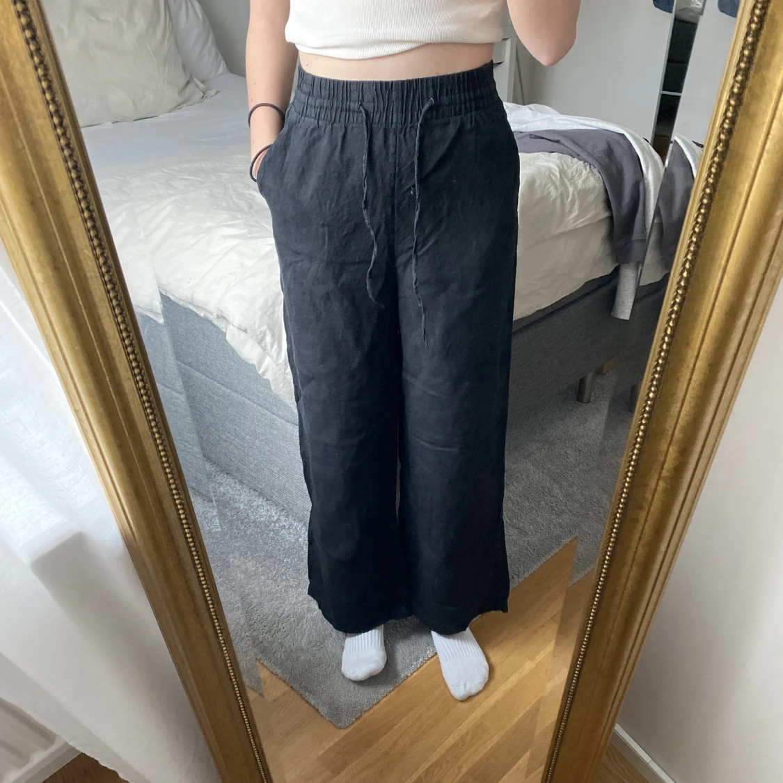 Svarta linnebyxor  - 90