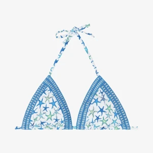 Bikinöverdel - Helt ny, aldrig använd, blå bikniniöverdel från zalando. Köpt för 450 kr men passade ej. Denna är storleken70b-65c. Otroligt fina detaljer med glitter och sjöstjärnor!!!som sagt helt ny.