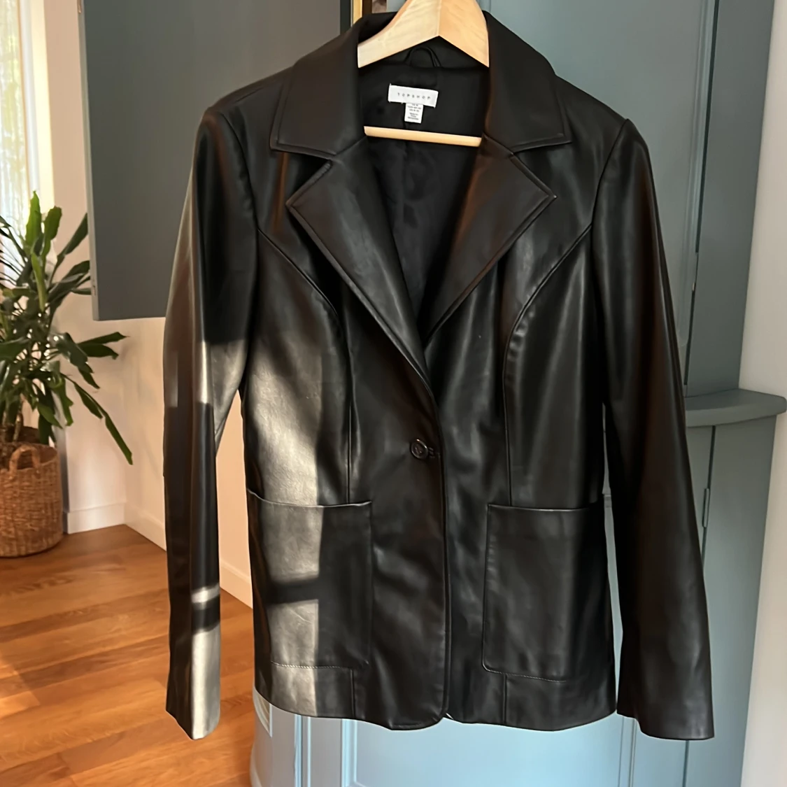 Skinimitation kavaj läder jacka - 90