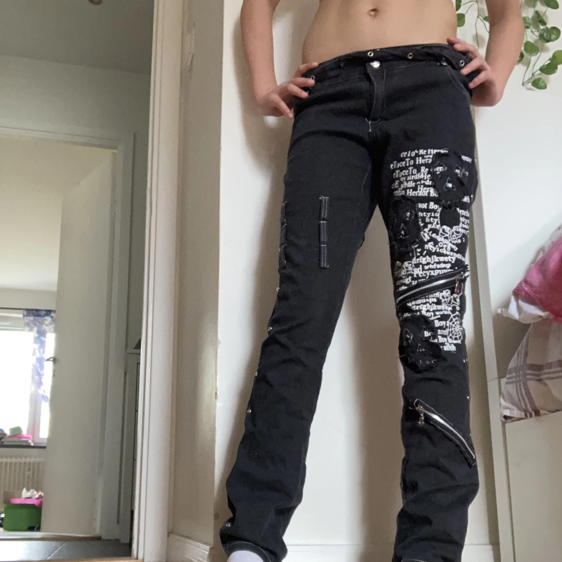 Låg midjade punk jeans