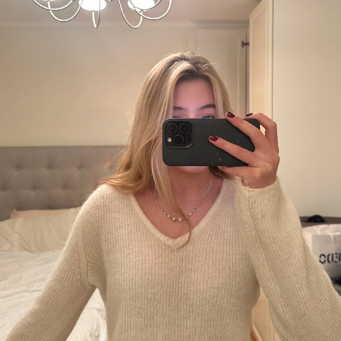 Stickad tröja vit - 91