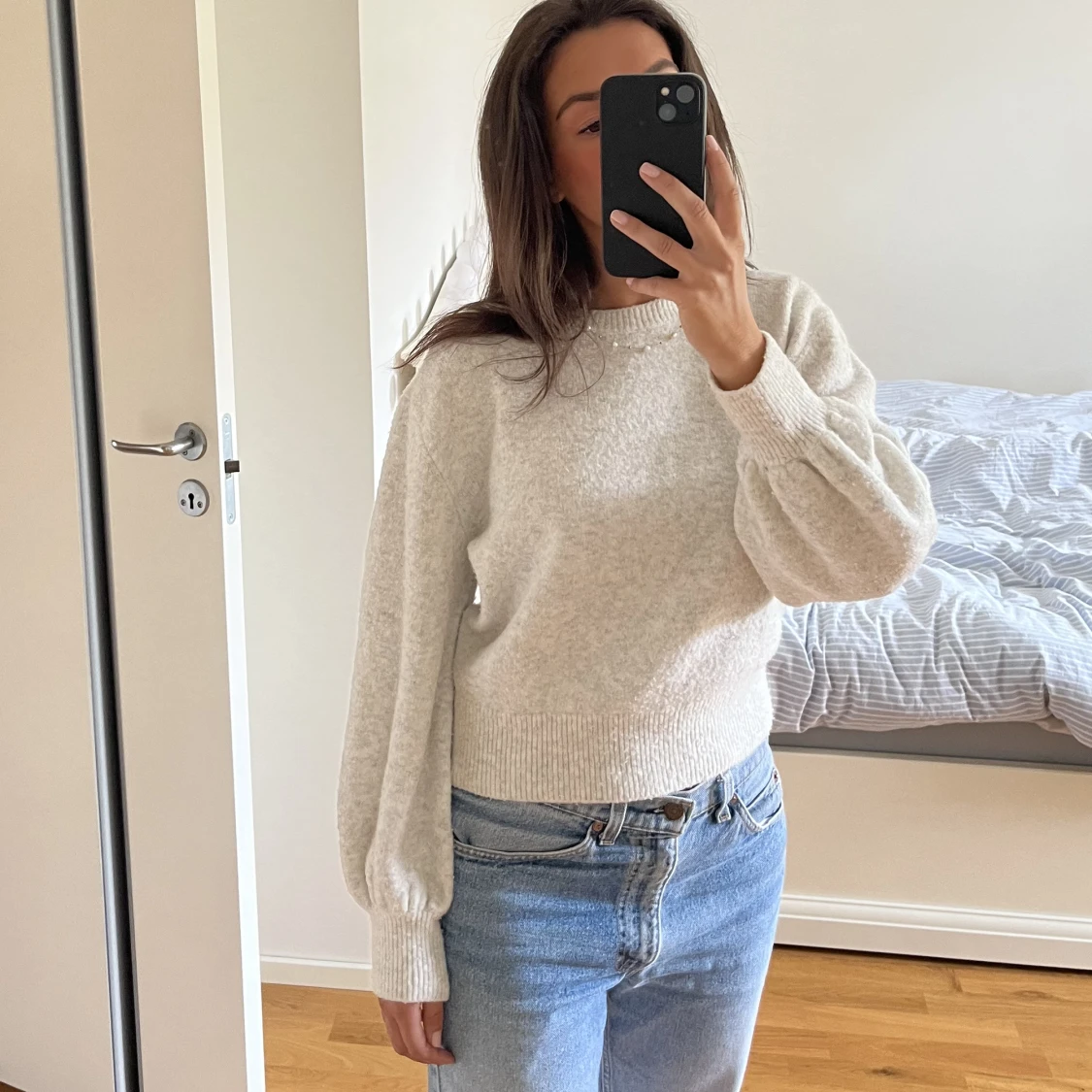 Grå stickad tröja  - 91