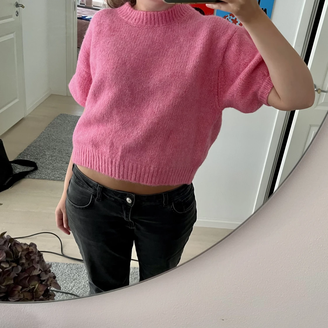 Rosa stickad tröja - 91