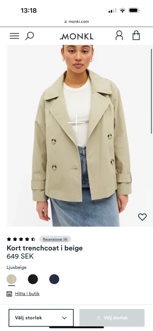 Trenchcoat beige - Ljusbeige tunn trenchcoat. Aldrig använd. Storlek S. Från Monki. 