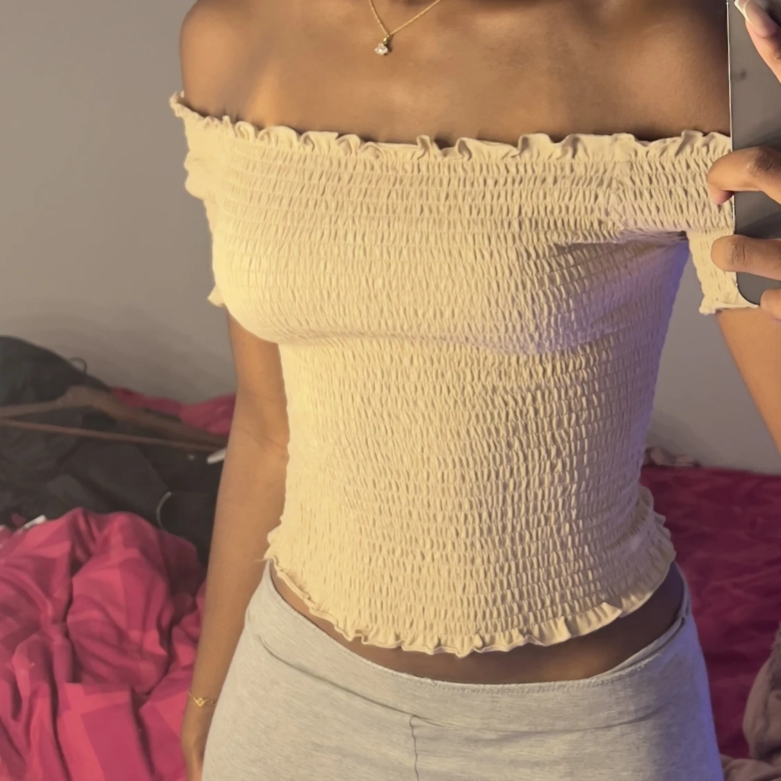 Offshoulder topp beige - 90