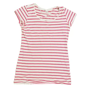 lång randig t-shirt - den är rosa randig och inte så andvänd, den är en lång t-shirt och går ner så långt som man set på sista bilden, den har ingen lapp på märket kvar så minns inte vart den är ifrån den funkar på alla storlekar mellan XS-M🙏