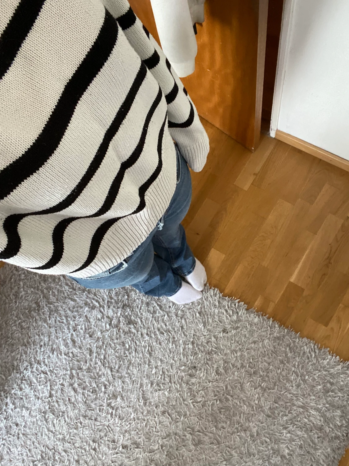 Randig crewneck stickad tröja