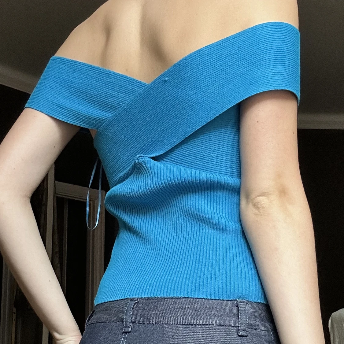 Blå festlig topp - 90