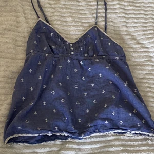 linne - mönstrat blått babydoll-linne i storlek small