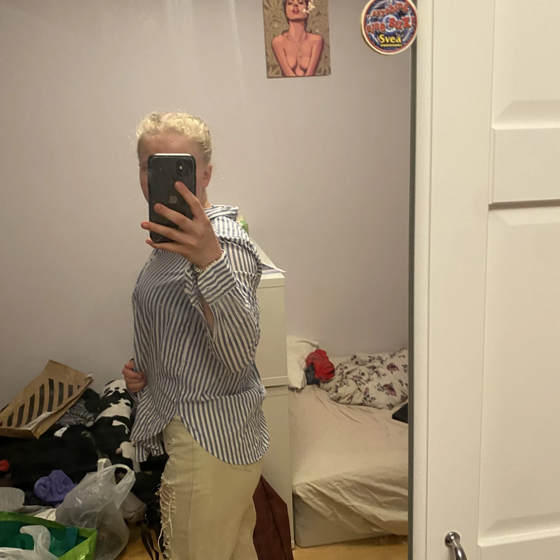 Blå randig shorta - 90