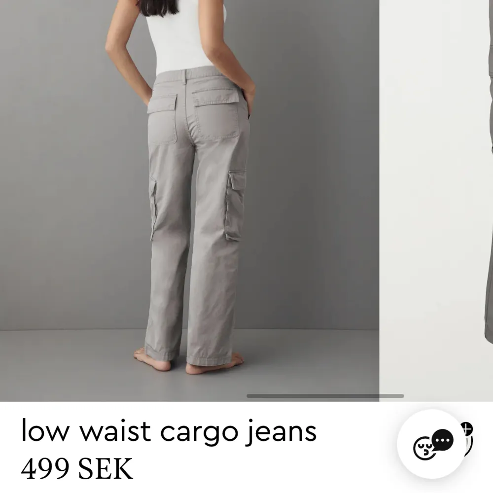 Perfekta cargo jeans från Gina Tricot! Endast testade en gång men köpta i fel storlek . Jeans & Byxor.