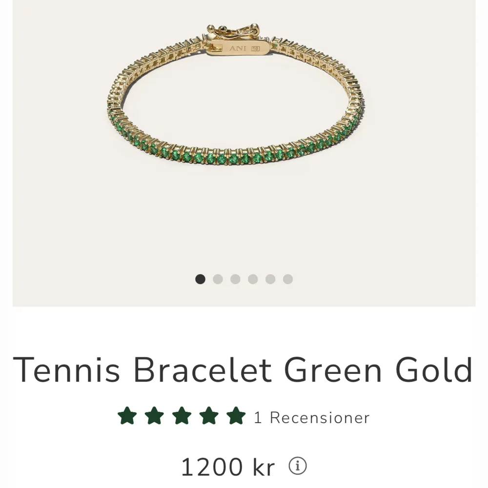 Säljer mitt armband från ani jewels då jag fått dubbelt av de. Det är tennis braclet green gold i storlek 17. Aldrig använt eftersom jag har ett exakt likadant. 1200 i nypris, säljer för 700. Accessoarer.