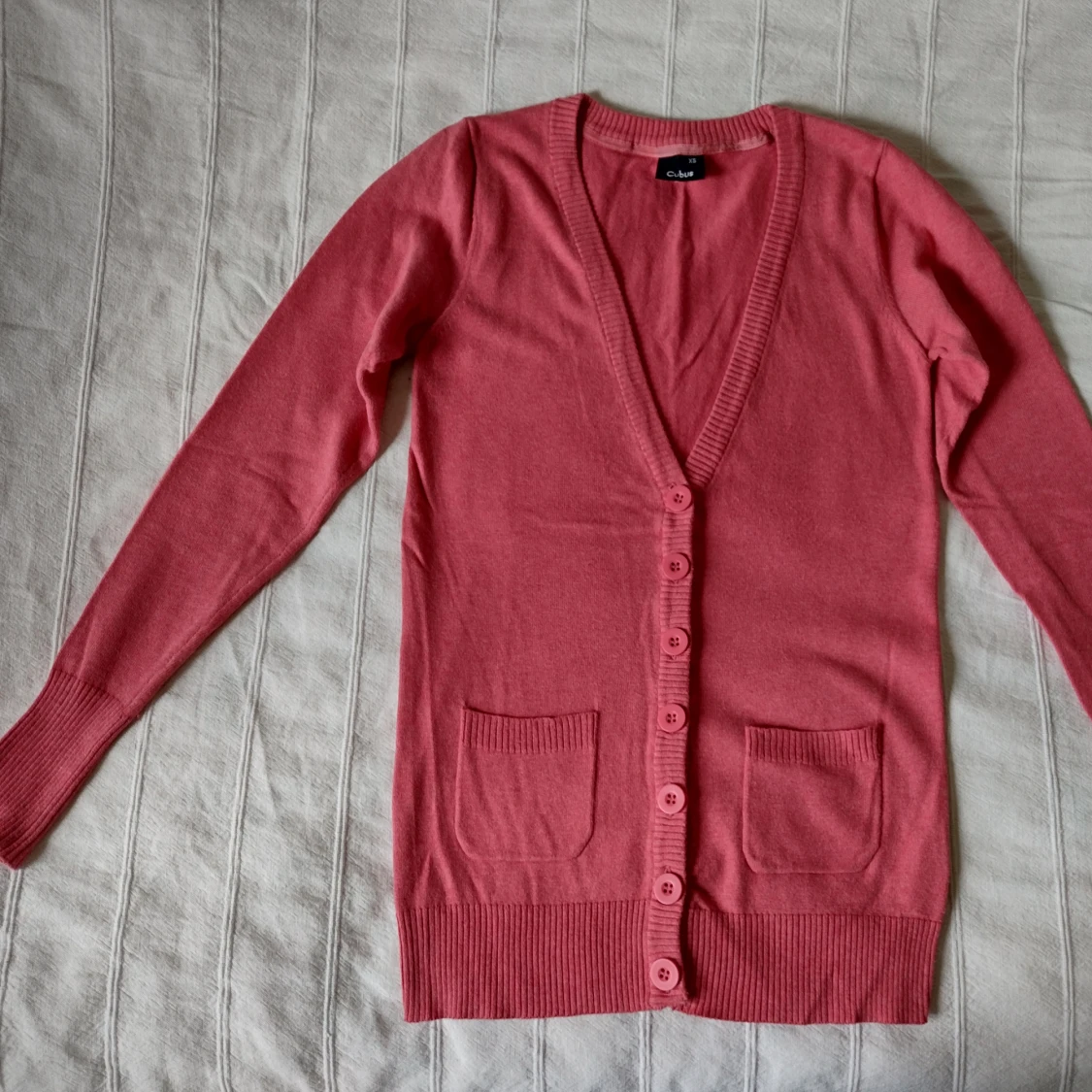 Korallfärgad/persikofärgad y2k kofta/tröja/cardigan - XS - 91