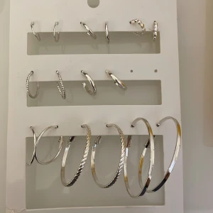 Massa örhängen - Oanvända endast ett par som saknas. Supersnygga silverringar i olika storlekar