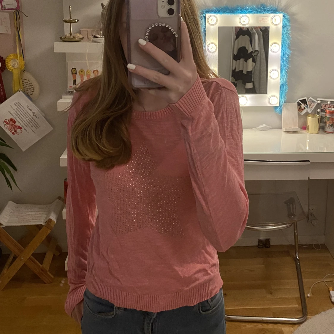 Rosa tröja i tunt tyg - 90