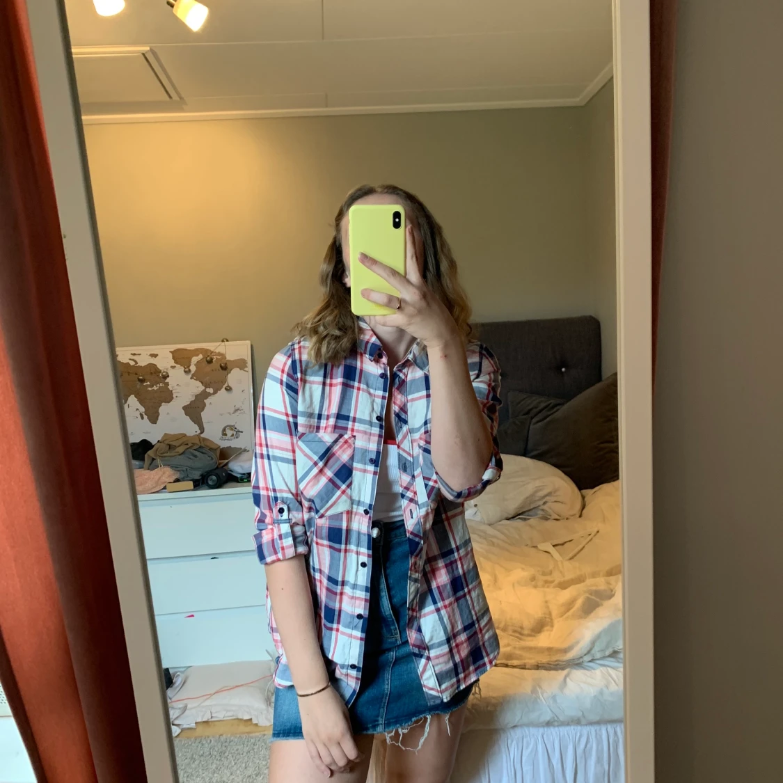 Blå/röd rutig skjorta  - 90