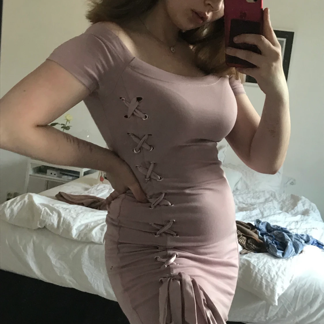 Lace up detail klänning - 90