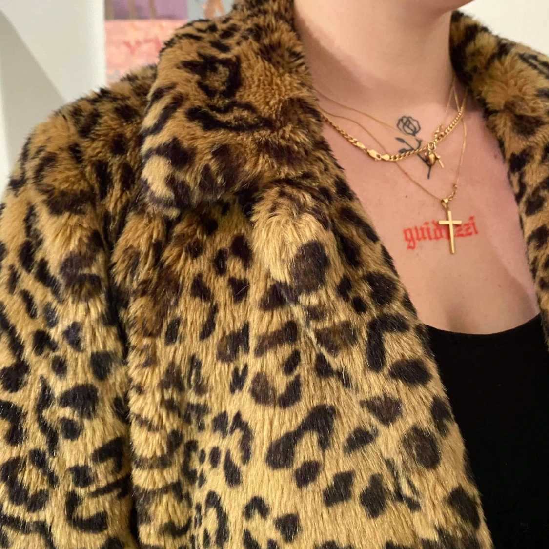 Pälsjacka leopard print - 90