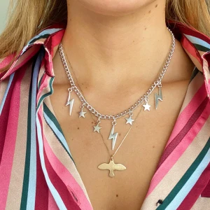 Halsband med stjärnor & blixtar - Nytt halsband i silver imitation, 110kr inklusive frakt! ✨💓🐝