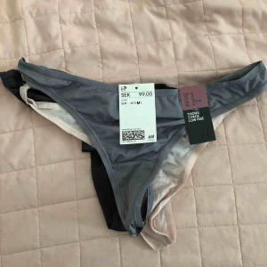  - 3-pack stringtrosor från H&M. Storlek medium/38-40, damstorlek. Skick: 10/10. Postas endast, 18kr (frakten är inräknat i priset). Mvh Marija & Nugget 