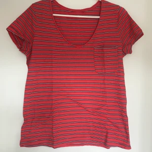 Stripes shirt - Red white and black v neck and pocket