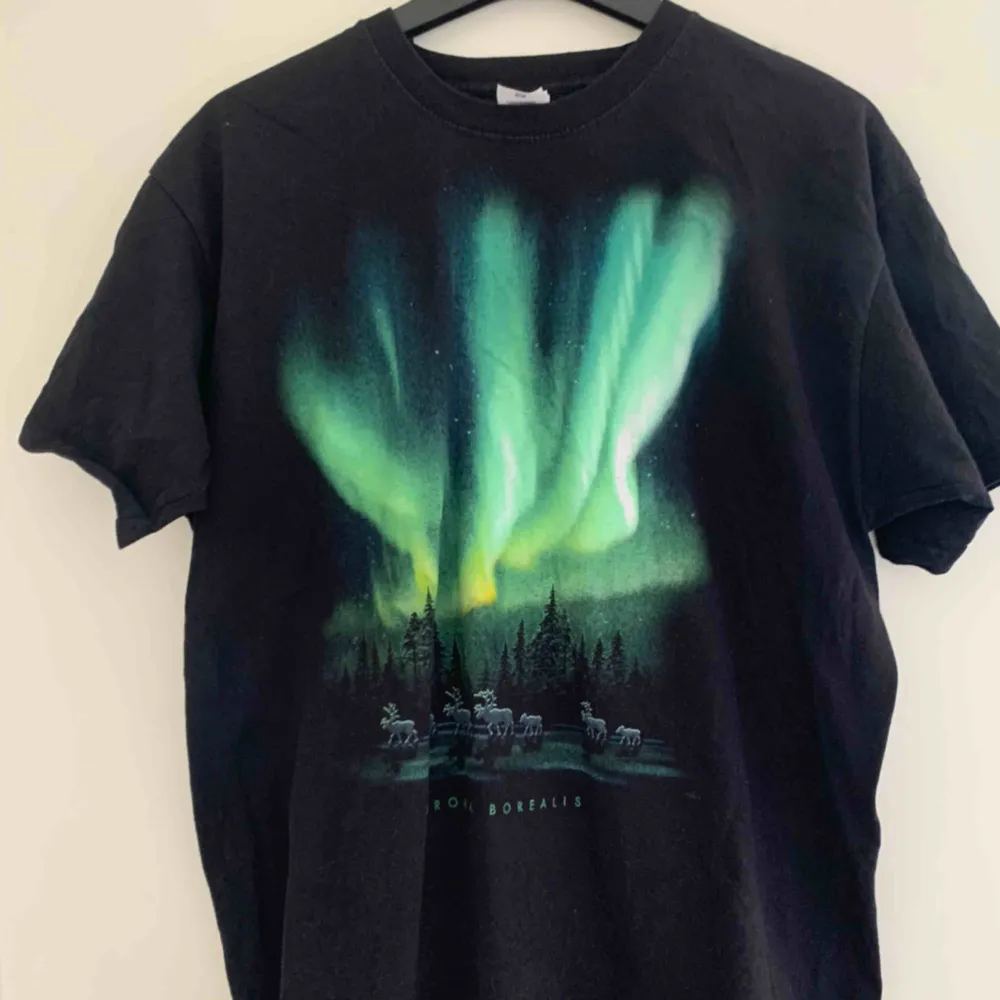 Cool t-shirt med norrsken och renar, köpt på en second hand butik, använt som ”klänning” eller bara använt som en stor tisha ☺️ frakt tillkommer. T-shirts.