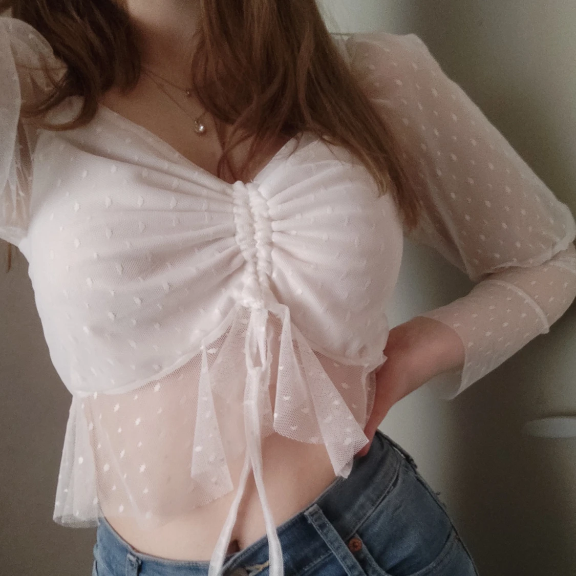 Tie front mesh top - 1