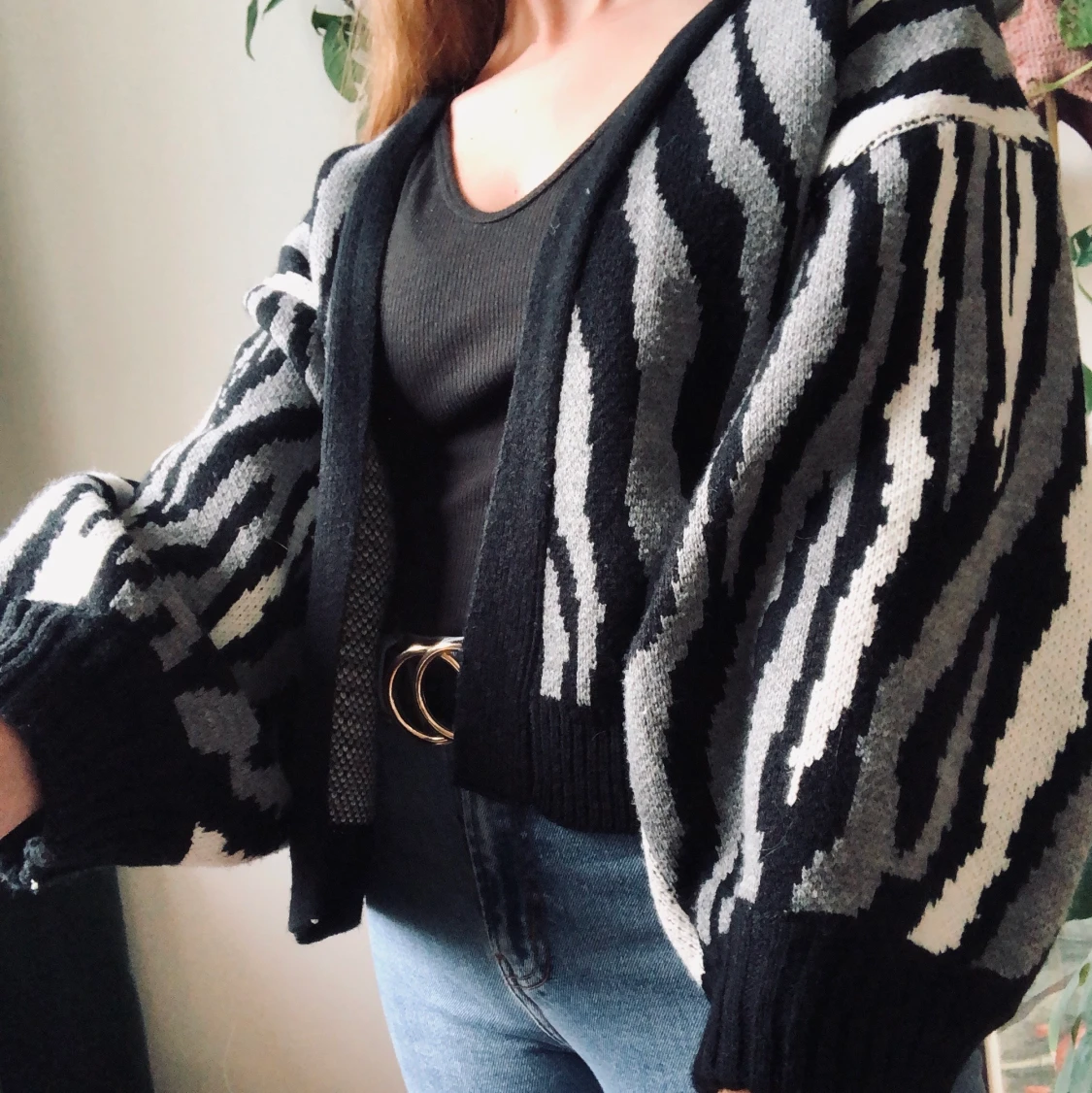 Mönstrad grovstickad kofta