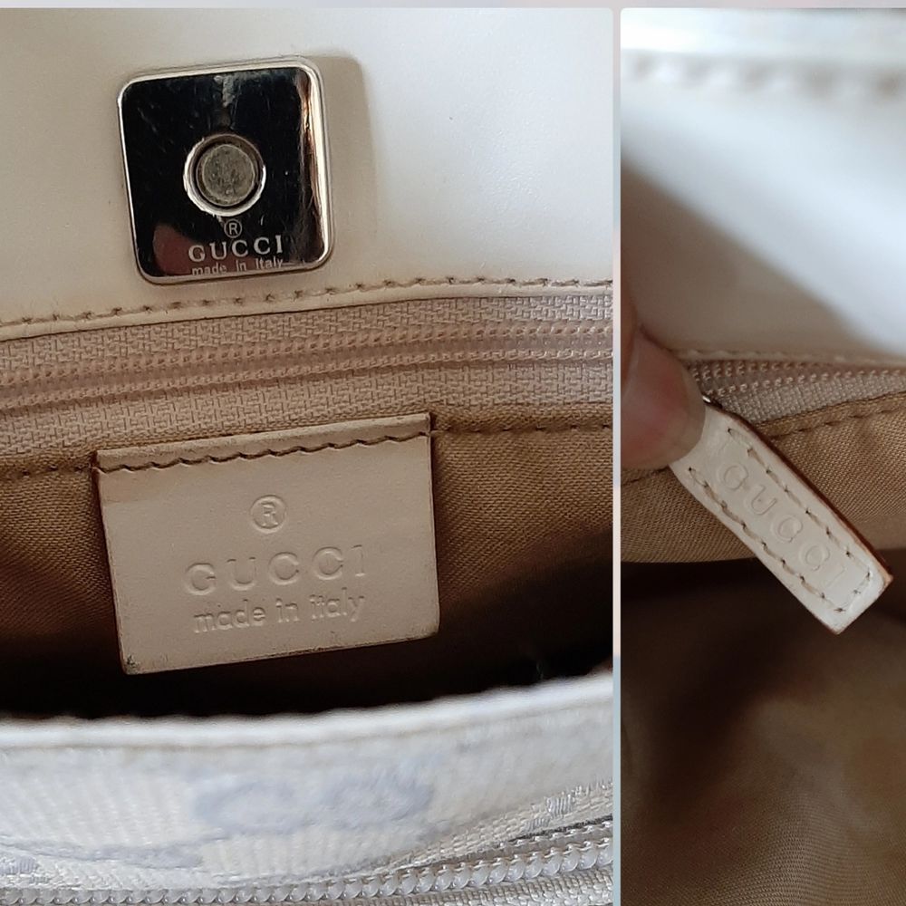 Äkta G u c c i  ⭐950kr⭐ Äkta Gucci pattern mini-tote bag 002.1075 beige canvas /leather BRA Skick🔥. Accessoarer.