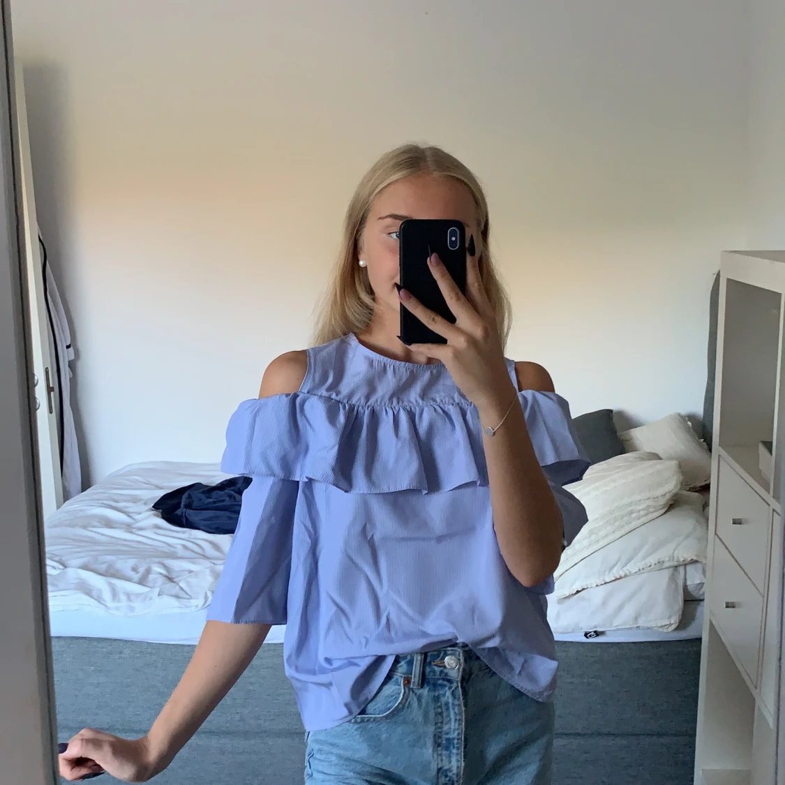 Blå&vit randig blus